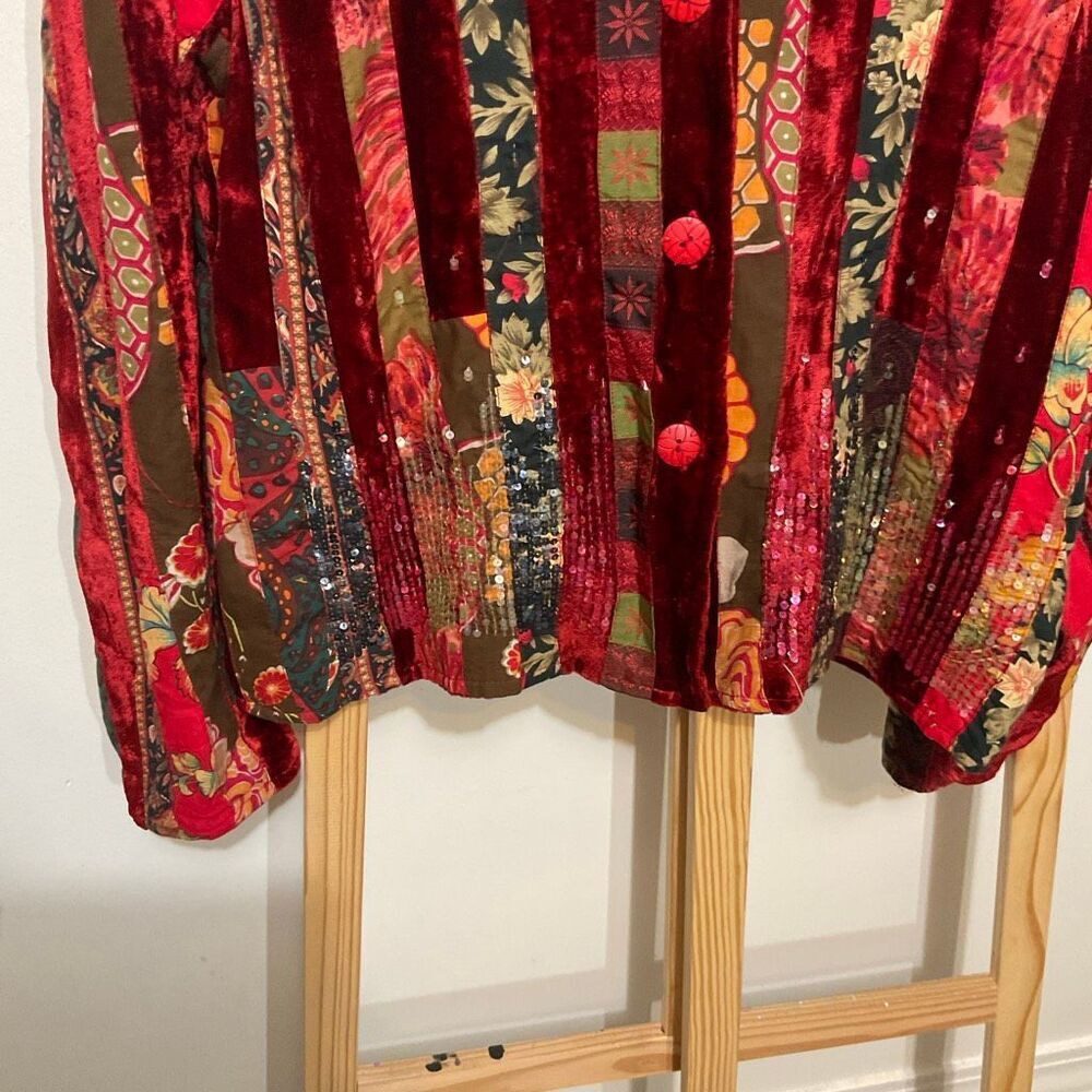 Vintage Coldwater Creek Velvet patchwork jacket size large - Picture 11 of 13